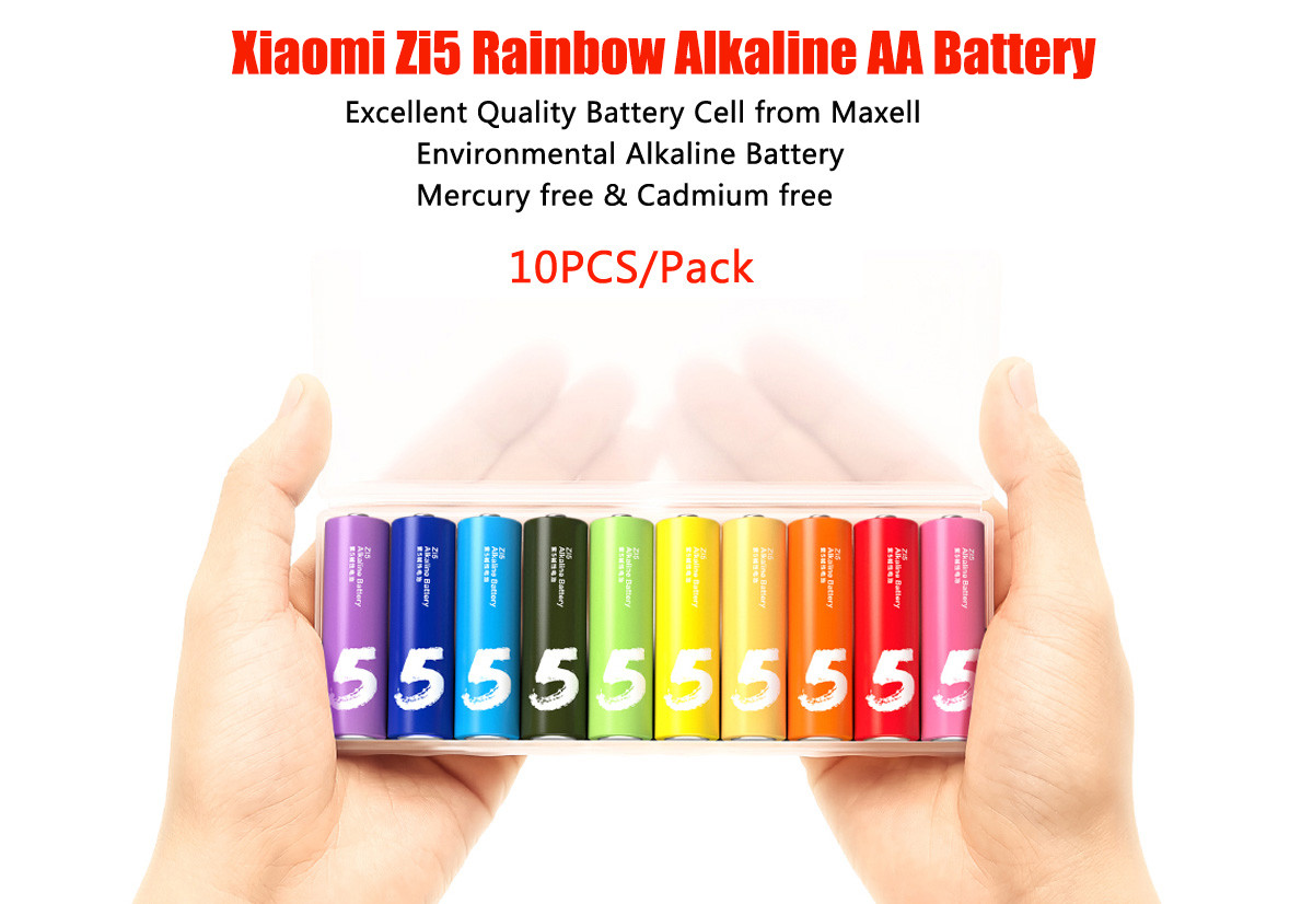 10 x Orijinal Xiaomi Zi5 Rainbow AA Alkalin Pil- Renkli